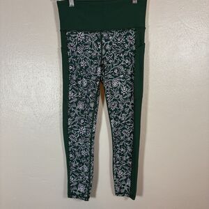 Athleta Leggings Womens Small Green Blue Floral Print Chaturanga 305922